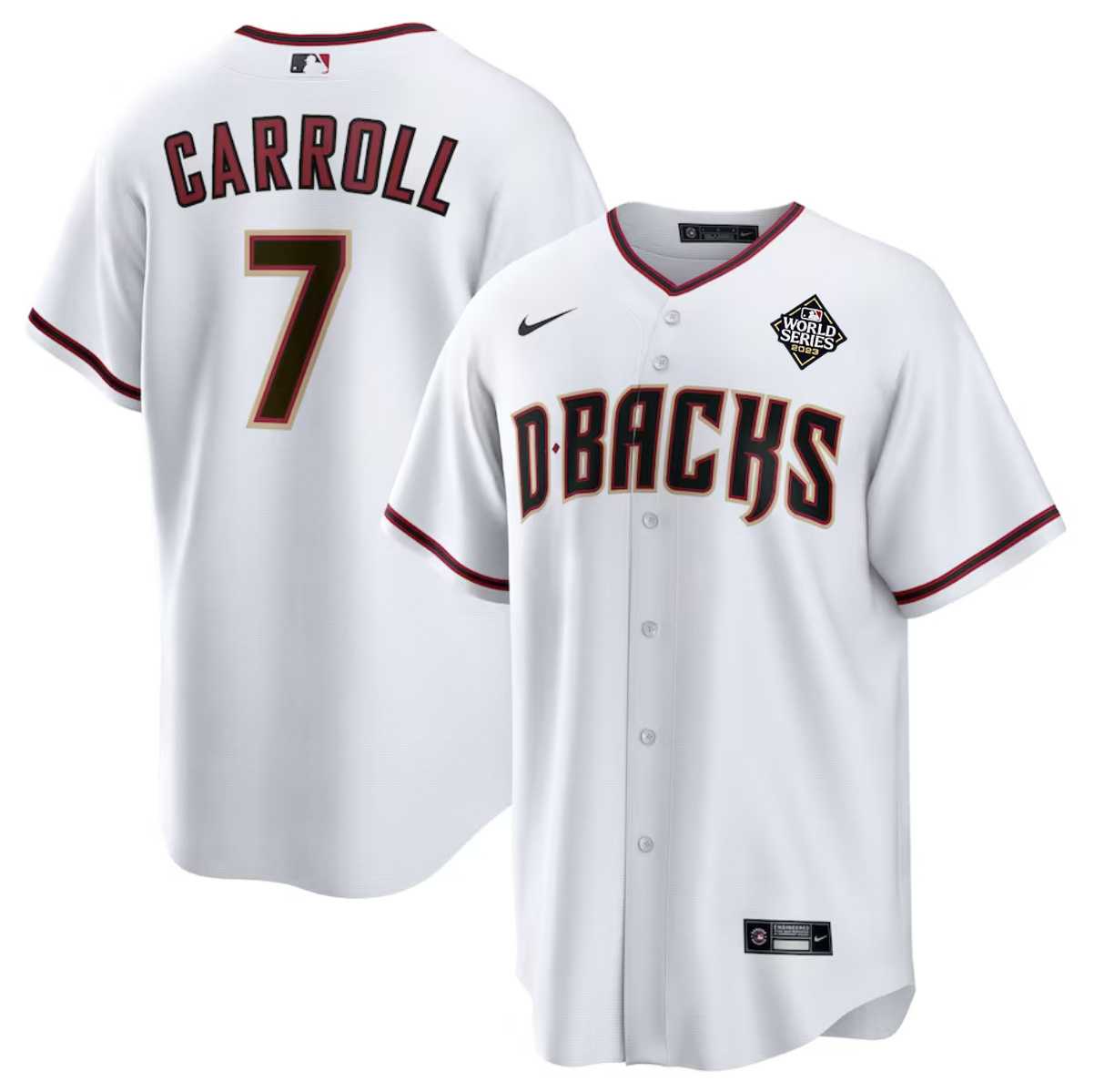 Men's Arizona Diamondbacks #7 Corbin Carroll White 2023 World Series Cool Base Stitched Jersey Dzhi,We sell and wholesale Men's Arizona Diamondbacks #7 Corbin Carroll White 2023 World Series Cool Base Stitched Jersey Dzhi on line form chian!